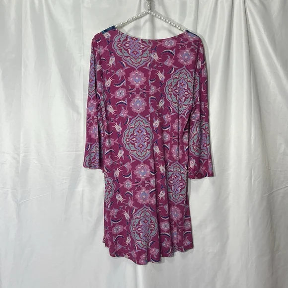 Soft Surroundings Tunic Top Large Pink Blue Floral Paisley Boho Embroidered S - Picture 7 of 14